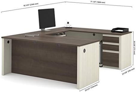 Bestar Prestige + 72W U-Shaped Executive Desk with 2 Pedestals and Hutch - Thumbnail 5