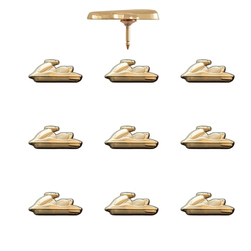 Image of Jet Ski Push Pins - Gold Jet Ski Map Pins for Cork Boards, Maps, or Lapel Use - Designed in USA - Set of 10