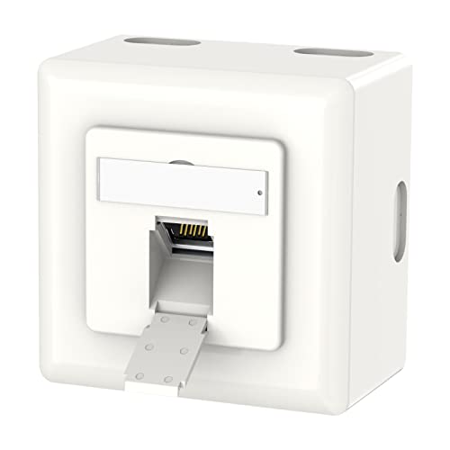 VCELINK Toma de Red Cat6A Universal, 1 x Puerto RJ45 Toma LAN Blindada, Toma de Datos de Montaje Superficial o Empotrado, Toma RJ45, 10 Gigabit Ethernet Toma de Red Ap, PoE, CAT7 CAT6 CAT5, Blanco