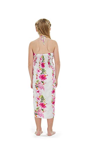 Girl Hawaiian Halter Dress in Pink Hibiscus Vine Black2