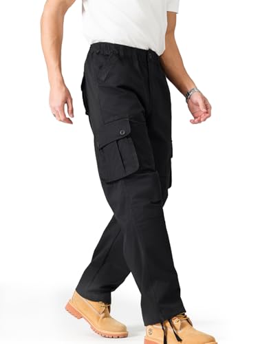 Cargo Pants for Men｜Elastic Waist, 6 Pockets & Adjustable Cuffs｜Cotton Fabric for Work, Casual & Daily Wear4
