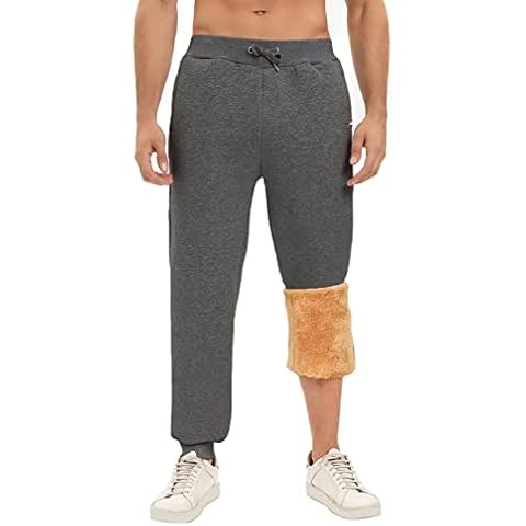 heekpek Mens Fleece Joggers with Pocket Sherpa Fleece Lined Trousers Sweatpant Winter Warm Thermal Joggers Jogging Bottoms with Drawstring, Dark Grey, Size XL Cover