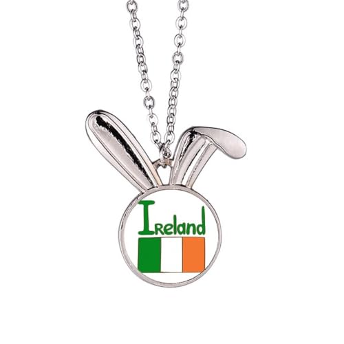 Collier drapeau irlandais vert au motif lapin pour la Saint-Patrick