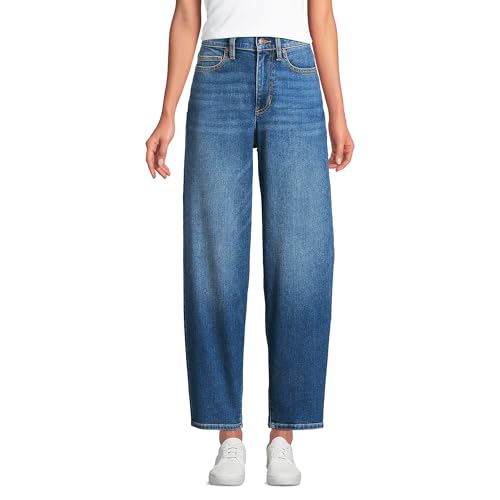 Lands' End Women's Recover High Rise Barrel Leg Ankle Jeans