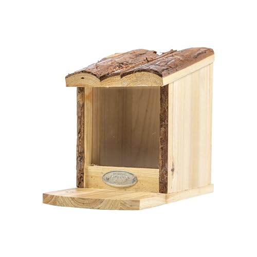 mgc24 Futterhaus für Eichhörnchen - Futterstation zum Aufhängen für Garten und Balkon aus Holz wetterfest Naturoptik mit Rindendach 11 8 x 22 5 x 17 8 cm
