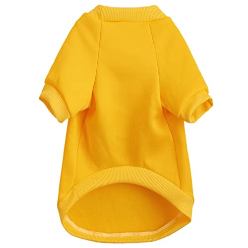 Image of Soft Puppy Sweater for Small Dogs Winter Pullover, Yellow XL | Elastic Cuffs Pet Clothes, Holiday Party Matching, Fall Winter Daily Outfit, Soft Breathable Machine Washable Sweatshirt