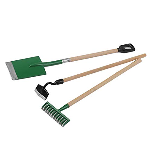 Kineca 3PCS 1:12 casa de muñecas en Miniatura jardinería Hierro Pala Jardinero del Paisaje Set Mini jardín Decoración