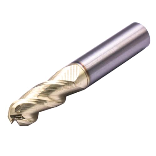 Image of 3 /8 inch 3 Flute Solid Carbide Ball Nose End Mill for Aluminum, ZrN Coated | 37 Degree Helix, 3 /8 inch Cutting Diameter, 3 /8 inch Shank Diameter, 1 inch Length of Cut, 2-1 /2 inch Overall Length