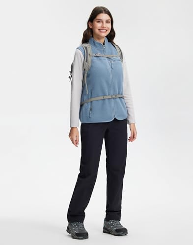 Pioneer Camp Ärmellose Damenweste mit Winddichtem Fleece – Reißverschluss-Taschen, Stehkragen für Outdoor(Teal Blue;L)