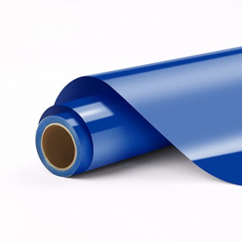 HTVRONT Blue Permanent Vinyl Rolls - 12 x 11 FT Permanent Adhesive Vinyl Compatible with Cricut Cutting Machine Silhouette Cameo Signs Scrapbooking Craft Die Cutters (Glossy)