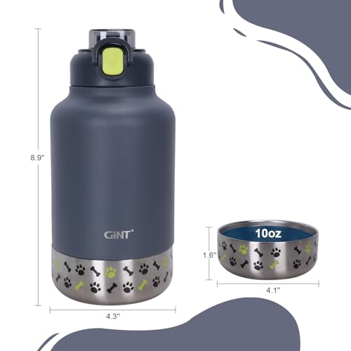 GiNT 37oz Insulated Stainless Steel Dog Water Bottle with Detachable Bowl & Carrying Case — view 3