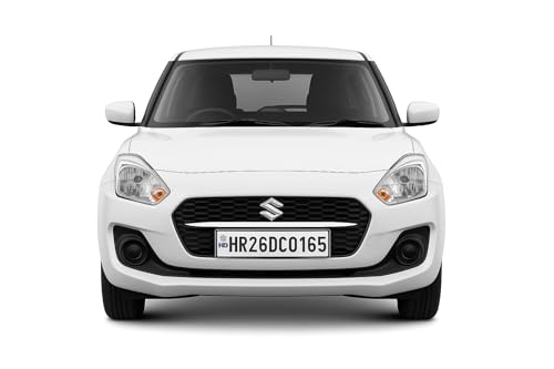 Image of Car Number Plate Set | Die-Pressed | IND Font & Hologram | Non-HSRP | Radium White | Front & Rear Plates 19.75 Inch Plates.