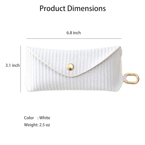 Image of kytasryl PU Straw Weave Glasses Case with Hook, Sunglasses Pouch