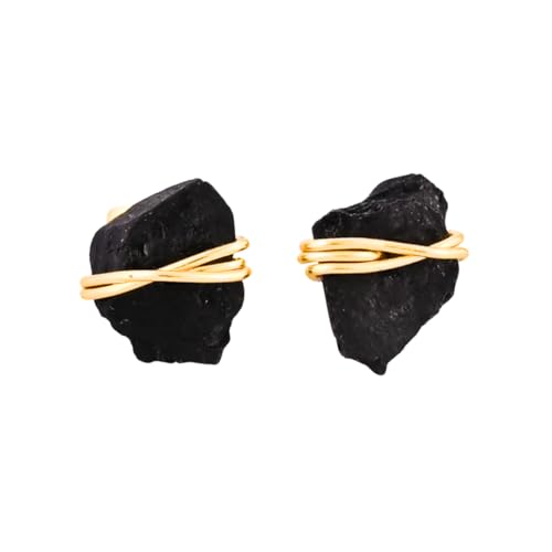 Gempires Wire Wrapped Raw Gemstone Stud Earrings for Women 14k Gold Plated Handmade Crystal Jewelry Hypoallergenic Minimal Natural Stone Earrings Gift