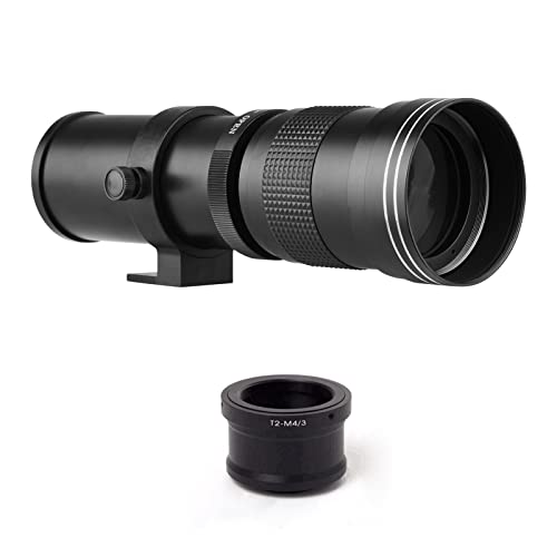 Lente Súper Teleobjetivo con Zoom Manual de 420 800 Mm F/8.3 16 + Montura en T para G9 GH5 II GX7 GX8 GX9 GX850 G90 G91 G95 G100, E M1 E M5 E M10 I II III E PM2 E PM1 Pen  F