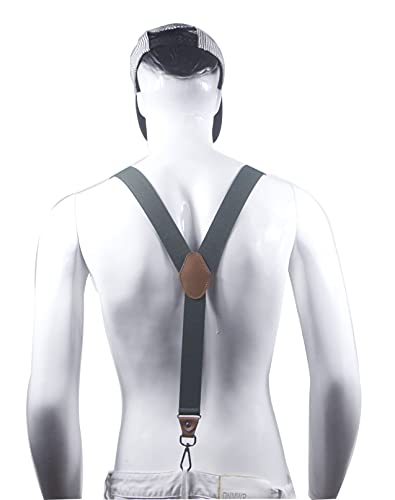 Image of Mens Suspenders with 3 Swivel Hooks Belt Loops 1.4 Inch Wide Heavy Duty Adjustable Braces