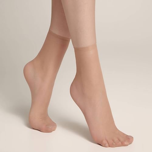 10 Pairs Ankle Nylon Soft Socks Women's Everyday Sheer Soft Pantyhose Sock Sheer Ankle High Socks Thin with Reinforced Toes3
