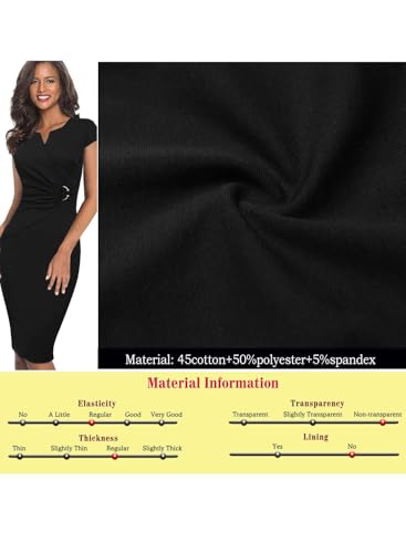 Image of VFSHOW Womens Elegant Notch V Neck Ruched Work Office Business Church Bodycon Sheath Dress