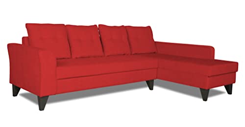 Image of Adorn India Maddox Tufted L Shape 6 Seater Sofa Set RHS (Red) (3 Year Warranty)