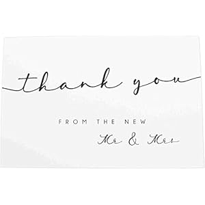 Gsm brands thank you cards for wedding mr and mrs theme 100 cards with envelopes  urban country home decor