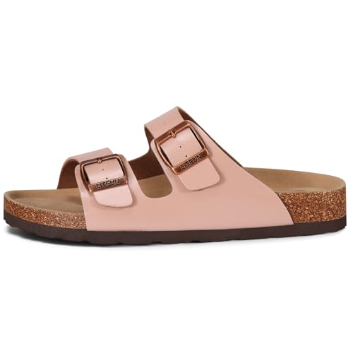 Image of Litfun Unisex Cork Footbed Sandal Summer Slip On Slide Sandals with Adjustable Buckle for Women Men