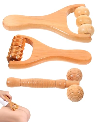 Imagen de TPZORJX 3 Piezas Rodillo Masaje Madera