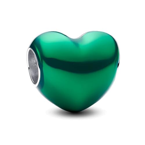 HuooNew ブレスレットネックレス用925スターリングシルバーチャーム サファイアレイクブルー、ブラック、グリーンエナメル ハートビーズ、ヨーロピアンブレスレットネックレス、ホリデージュエリーギフトにフィット, S, シルバー, 宝石なし