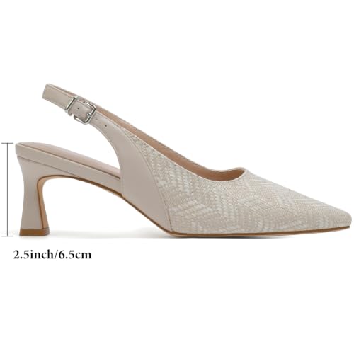 Image of Mostrin Kitten Heels for Women Slingback Pointed Closed Toe Heels Women's Pumps Shoes for Wedding, Party, Commuting