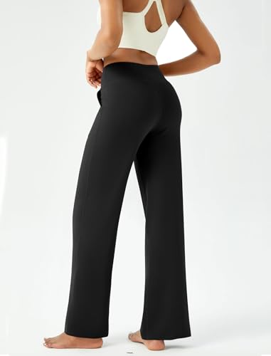 Womens Wide Leg Yoga Pants Casual Work Dress Pants Lounge Sweatpants High Waist Comfy Loose Trousers with Pockets3
