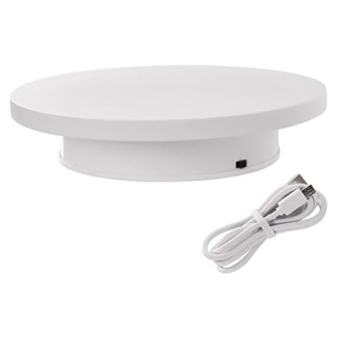 fotoconic Motorized Rotating Display Stand, 8 Inches Electric Turntable, White Revolving Base for 360 Degree Product Images or Jewelry, Collectible Display Cover