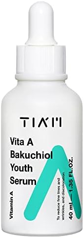 TIAM Vita A Bakuchiol Youth Serum, Anti-Aging Facial Serum for Wrinkles, Dark Spots, Suitable for Sensitive Skin, 1.35 FL.OZ. / 40ml