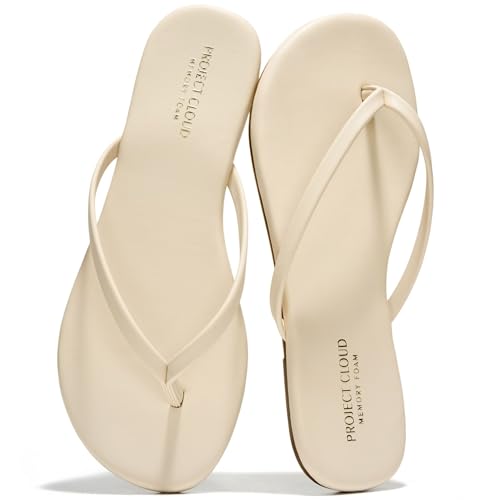 Image of Project Cloud Flip Flops for Women Footwear- Lightweight and Memory Foam Insole Sandals for Women 2026 - Durable Non-Slip Beach Essentials Flats for Women Sandals (Foundations)