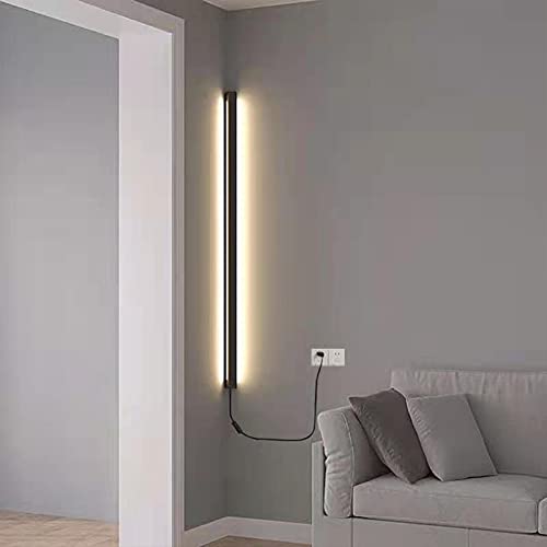 Applique da parete angolare con spina Lampada da parete decorativa per interni moderni a LED a strisce lunghe con cavo di alimentazione da 1,2 m e interruttore Lampada da parete semplice in alluminio