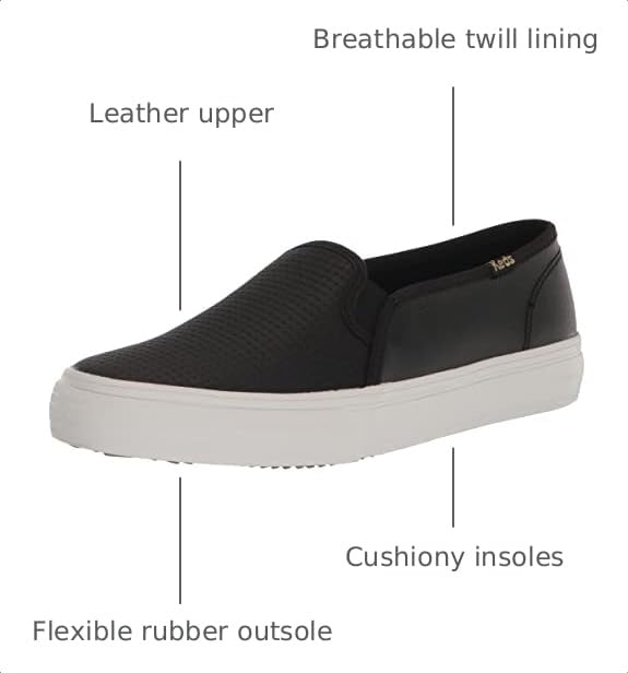 Image of Keds Womens Double Decker Canvas Slip On Sneakers Shoes Casual - Black