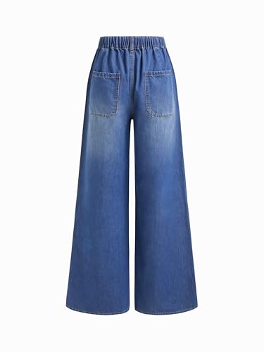Image of CIDER Drawstring Baggy Jeans Women Mid Waisted Wide Leg Jeans with Pockets