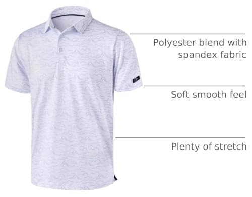 Image of Obla Mens Golf Polo Shirts Short Sleeve Dry Fit Performance Moisture Wicking Casual Print Collared Golf Shirts for Men