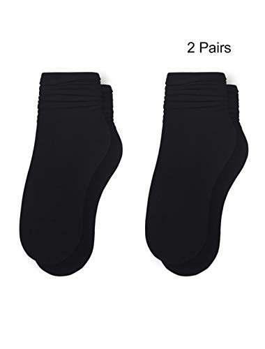 Image of uxcell Women Elastic Selvedge Cuffs Sheer Nylon Crew Socks 2 Pairs