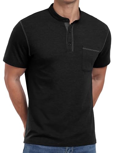 Image of Sailwind Mens Henley Shirts Short Sleeve Summer Casual Classic Cotton T Shirts Pocket Button Shirt