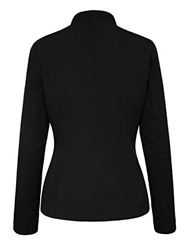 Roskiky Women Casual Solid Jacket Suit Open Front Stand Neck Buttons Work Blazer Black Size Medium (Fits UK 12-UK 14) steampunk buy now online