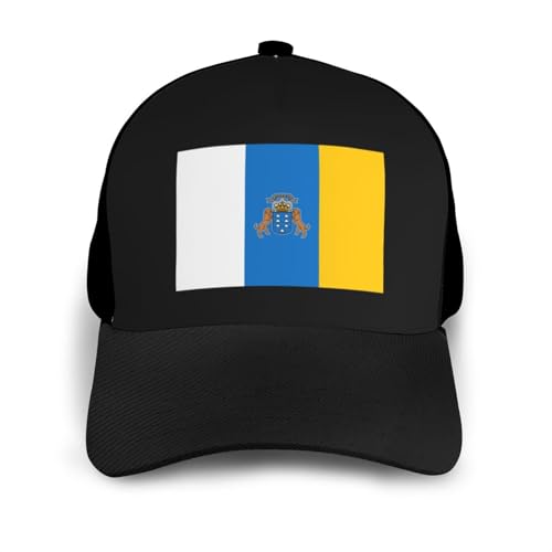 Flag of The Canary Islands Bonnets Curved Brim Mesh Baseball Cap Casual Sun Hat Unisex3