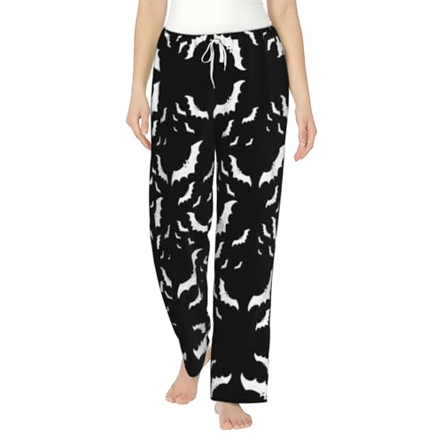 Pantalon de pyjama en flanelle Halloween pour femme | Bas de nuit chauve-souris