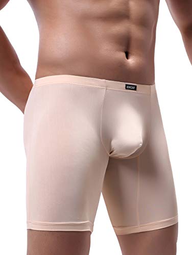iKingsky Men's Long Leg Boxer No Ride Up Underwear Seamless Front Trunks Stretch Mens Underpanties Great for Sport2