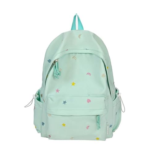 Japanese Inspired Star Embroidery Backpack Ergonomic Design Practical Nylon Bag Tear Resistant Ergonomic For