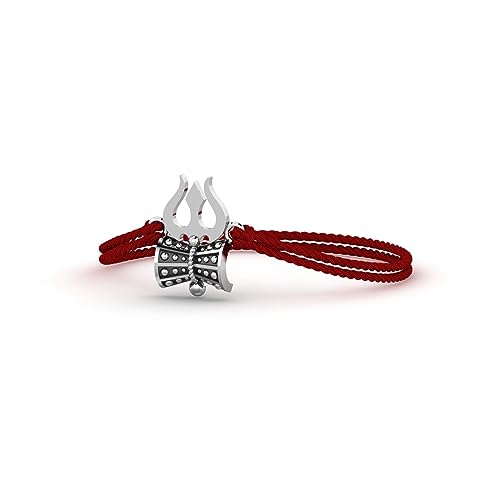 Image of KuberBox 925 Sterling Silver Trishul-Damru Silver Rakhi For Brother