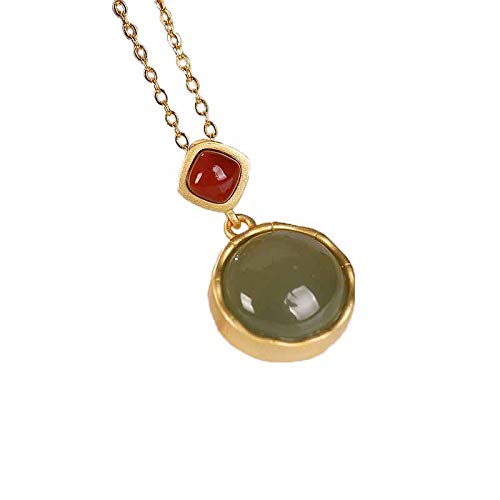 Collier Argent 925 Saphir et Pierre de Jade Hétian de Qualité Joaillerie