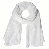 Nydotd Women Summer Cotton Linen Scarf Crinkle Long Beach Shawl Wrap hijab with Fringe (White, 71 x 35 Inch)