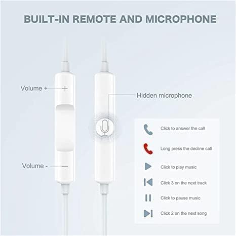 Image of Jxrev Wired Earphone with Microphone - Stereo in-Ear Headphones Compatible for iPhone 7 /8 /X /XS /XR /11 /12 /13 /14 Pro, iPad - Noise-Isolating, Stereo Sound, White