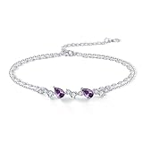 FH.bird アメジスト ブレスレット レディース 人気 シルバー925 金属アレルギー対応 パープル ブレスレット クリスマス 2連 シンプル 2月誕生石 記念日 プレゼント 女性