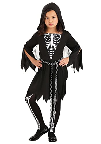 Disfraz infantil de Catrina con capucha y esqueleto miniatura 1