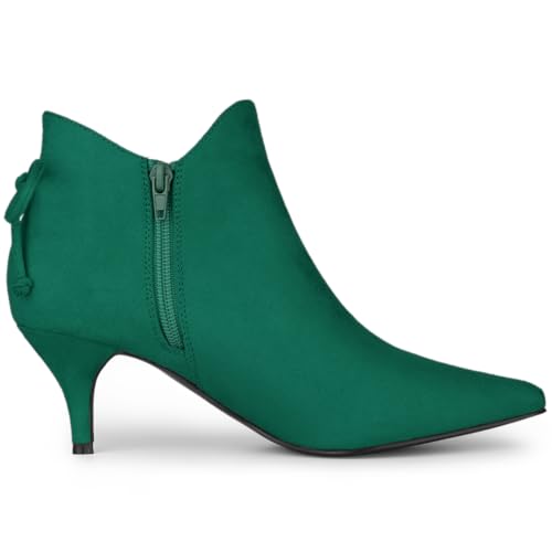 Allegra K Allegra K Women's Pointed Toe Emerald Green Kitten Heel Ankle Booties - 9 m US